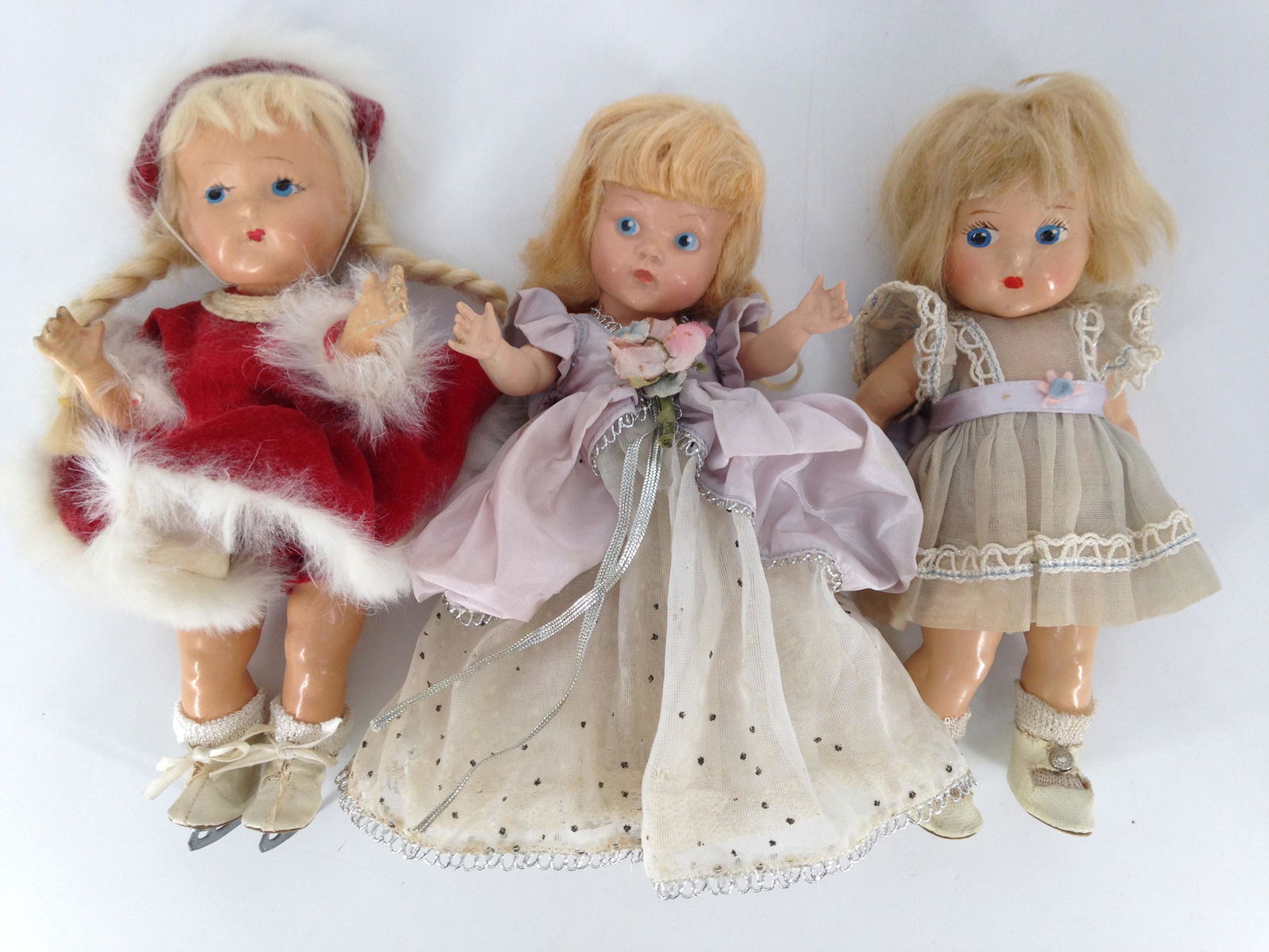 LOT (3) 8" VOGUE DOLLS. INCLUDES TWO COMPOSITION (1 of 2)