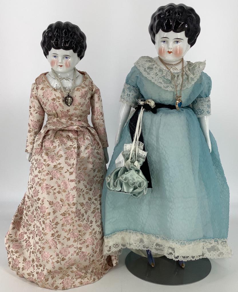 (2) German Pet Name china head dolls on cloth bodies (1 of 1)