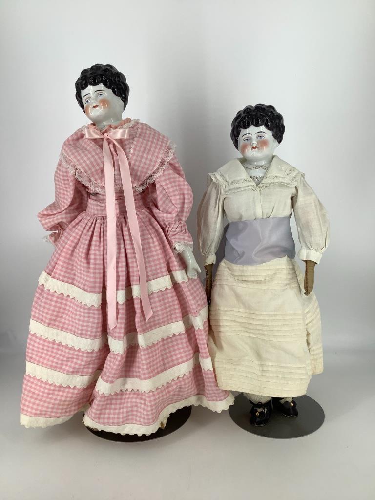 (2) German Pet Name china head dolls on cloth bodies (1 of 1)