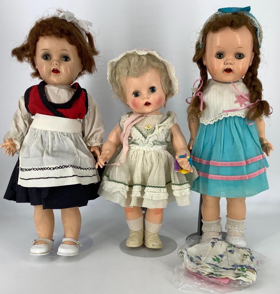 (3) vintage hard plastic dolls including (2) Ideal W-16 (1 of 1)