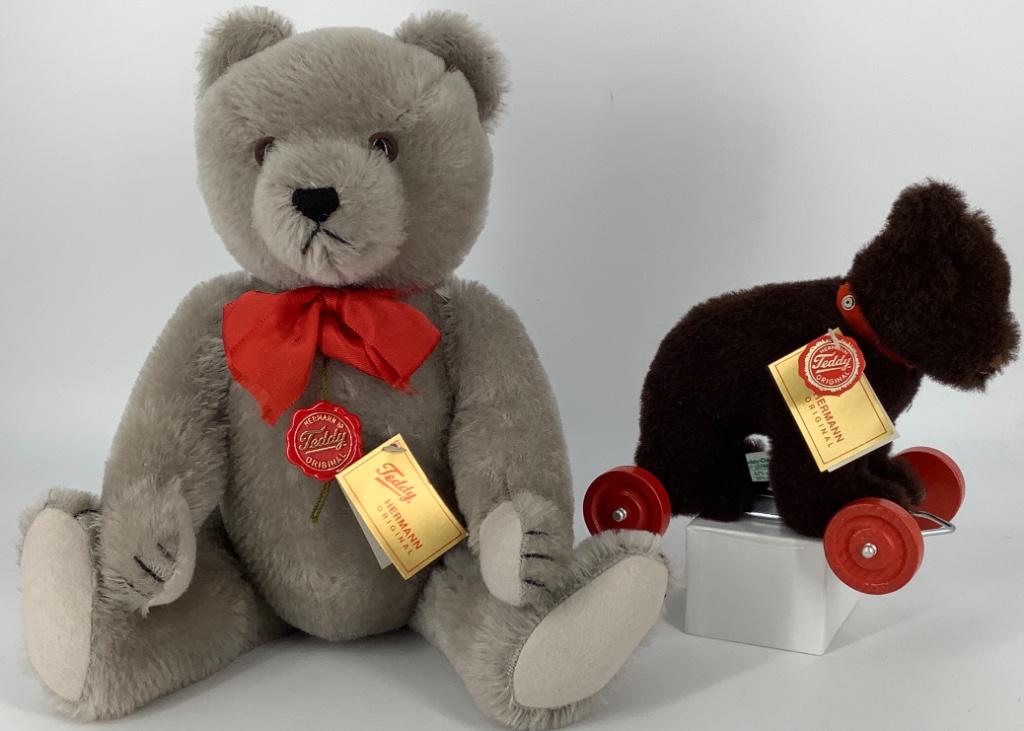 (2) HERMANN TEDDY BEARS INCLUDING 16" JOINTED GRAY (1 of 1)