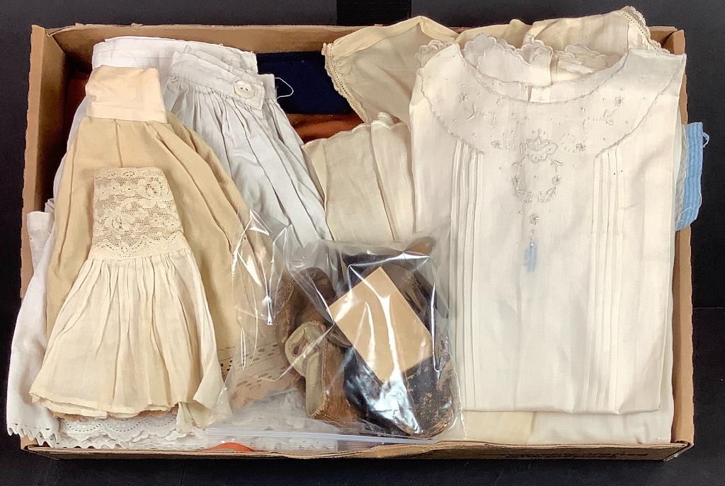 Lot of antique doll clothes including whites,shoes (no (1 of 1)