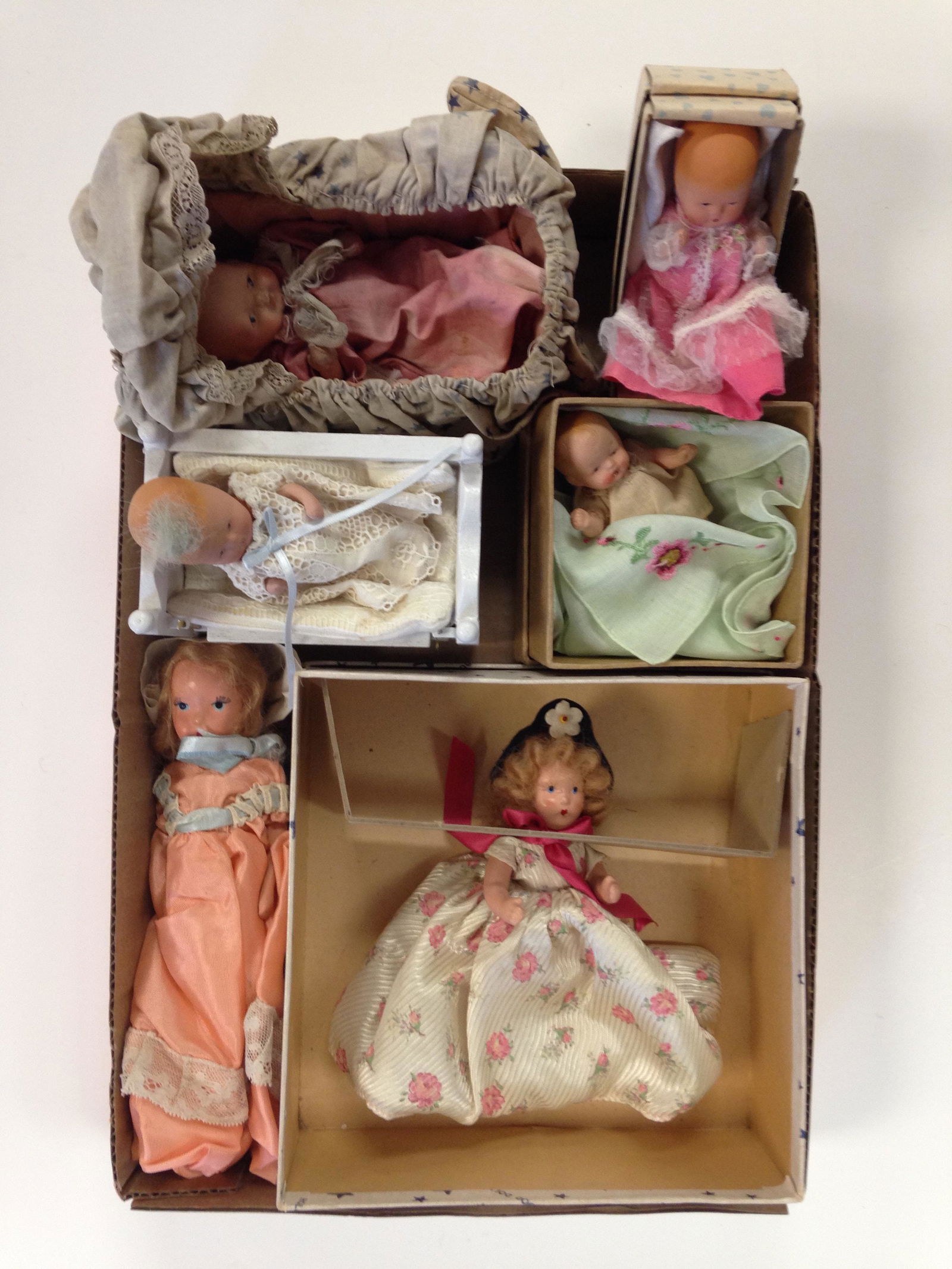 LOT OF (6) VINTAGE ALL BISQUE DOLLS WITH PAINTED EYES (1 of 1)