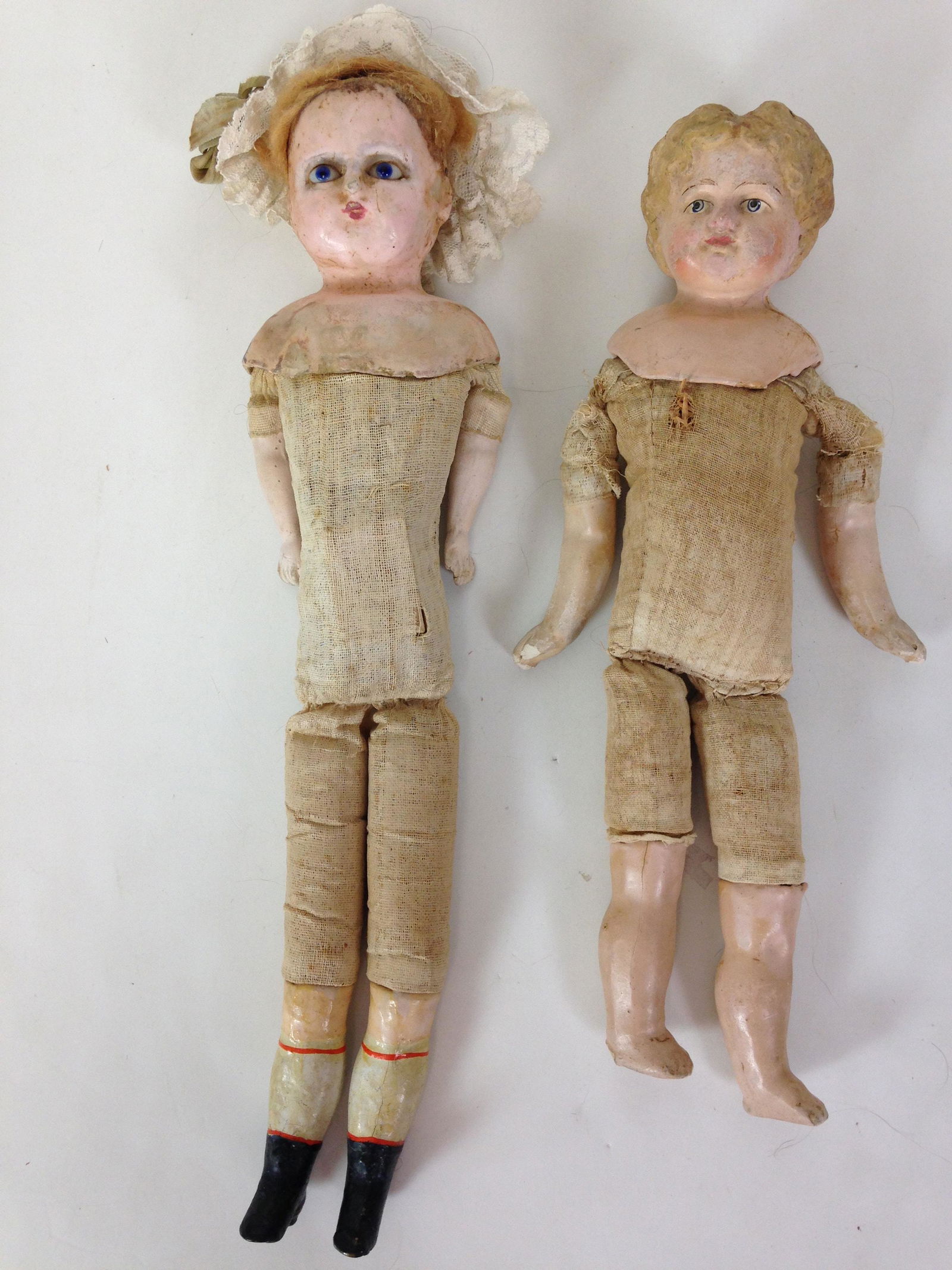 (2) ANTIQUE SHOULDER HEAD DOLLS ON CLOTH BODIES WITH (1 of 7)