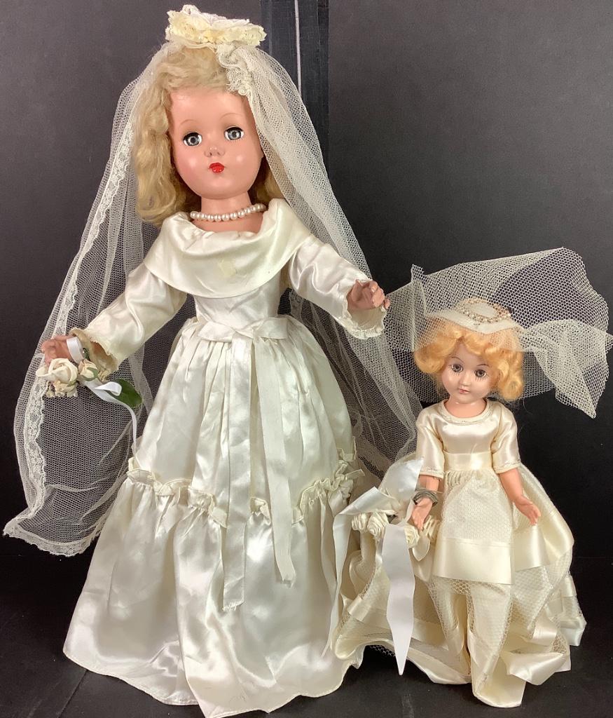 (2) vintage hard plastic bride dolls including 11" and (1 of 1)