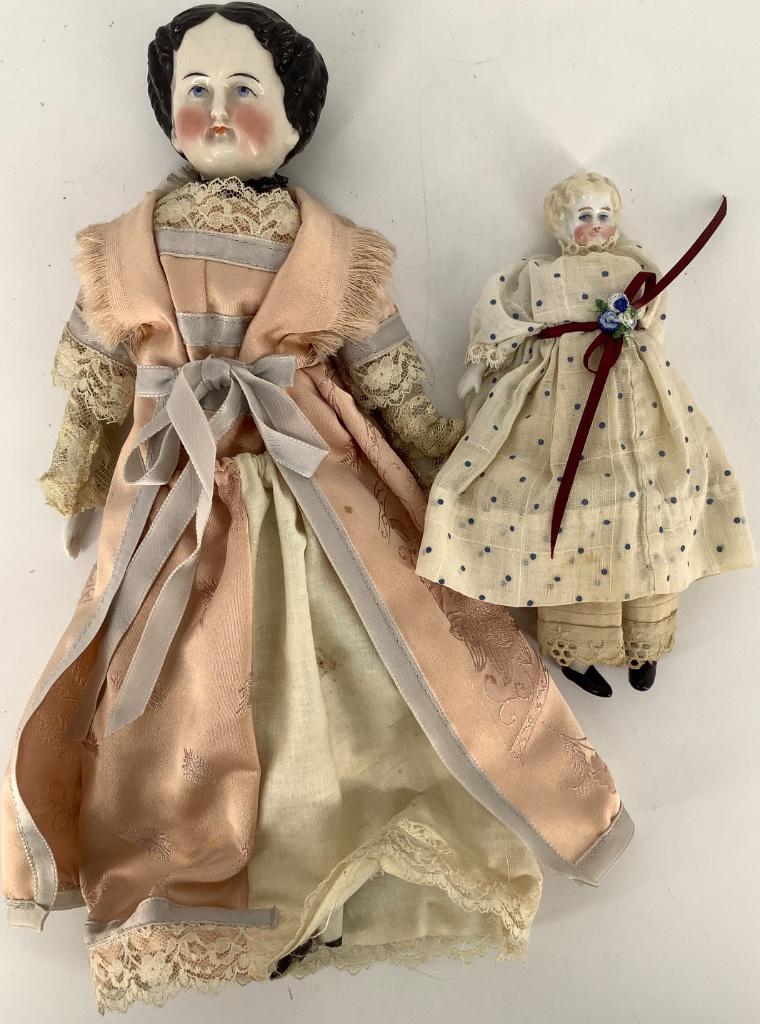 (2) German china head dolls on cloth bodies including (1 of 1)