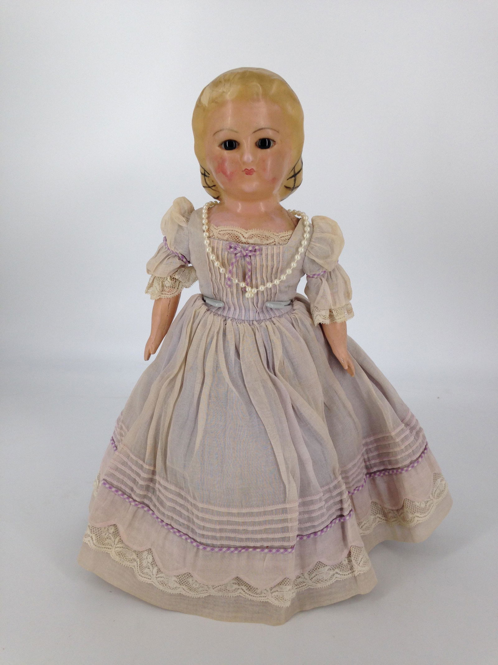 14" WAX OVER PAPIER MÃ‚CHÃ‰ SHOULDER HEAD. MOLDED AND (1 of 4)