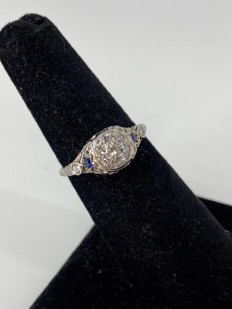 Vintage 18kt White Gold Diamond & Sapphire Ring (1 of 7)