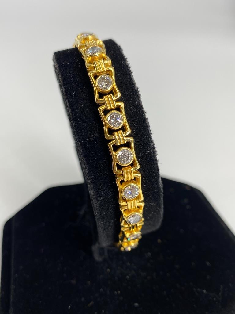 14kt Yellow Gold & Diamond Tennis Bracelet (1 of 5)