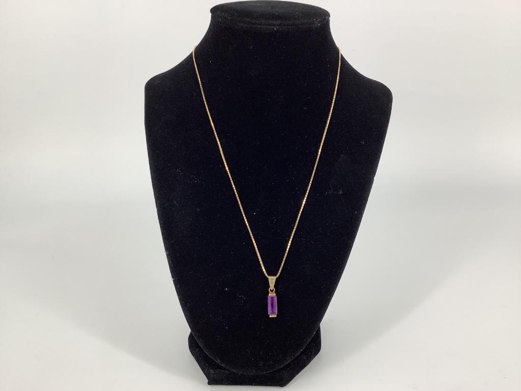 14kt Yellow Gold Necklace With Gemstone Pendant (1 of 3)