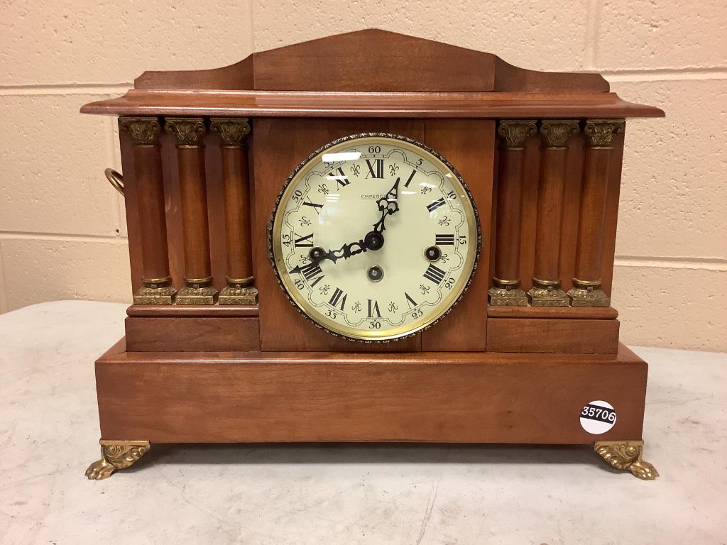 Emperor mantle clock. Handcrafted. Measures 11â€ x: Emperor mantle clock. Handcrafted. Measures 11” x 16”.