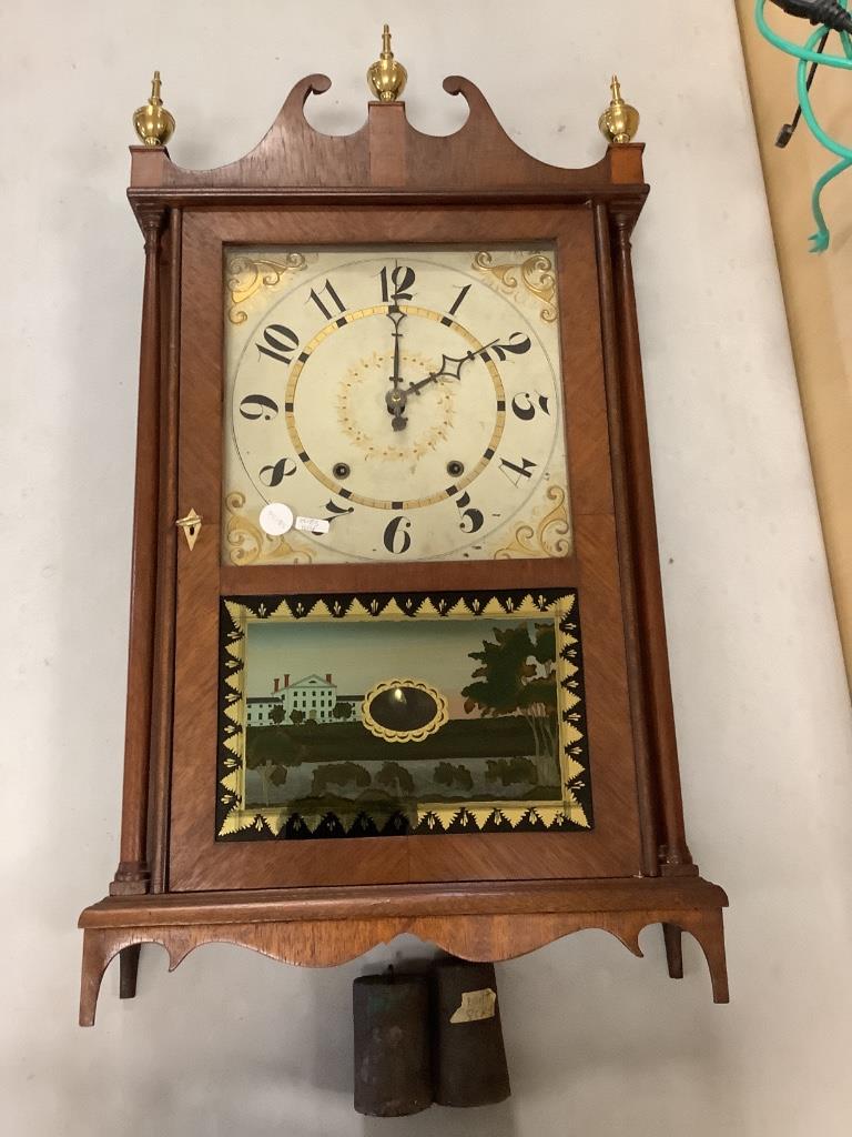 Handcrafted mahogany pillar and scroll clock with (1 of 1)