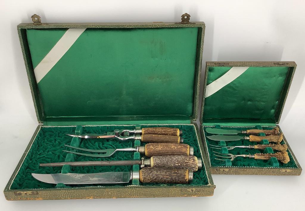 German stag handled carvings set and stag handled (1 of 3)