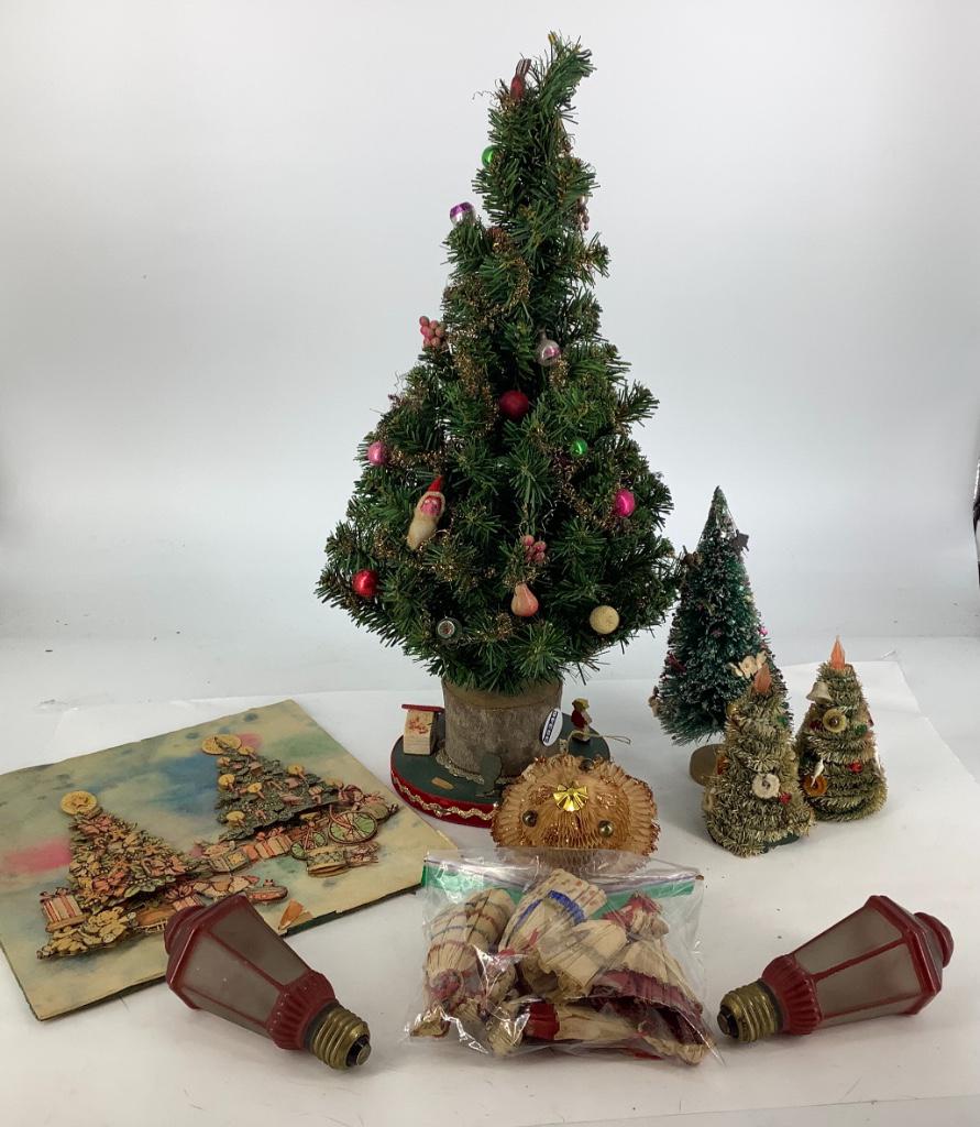 Box lot of vintage Christmas items including small (1 of 2)