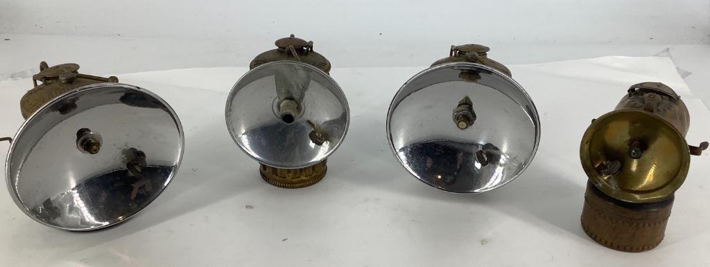 Box lot 4 brass miners lights (1 of 2)