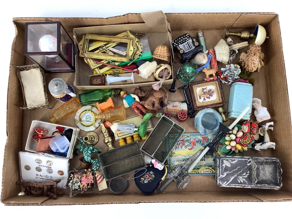 Box lot miniature and doll house items (1 of 1)