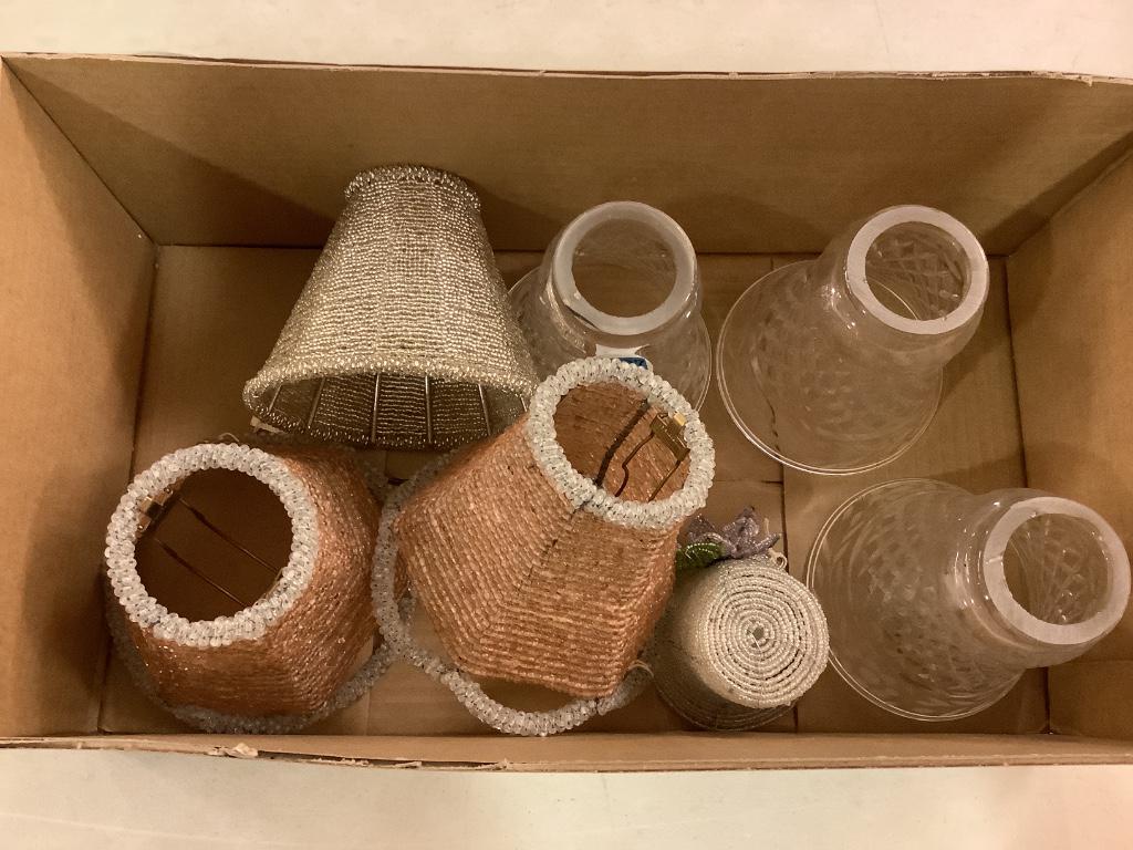 Box lot of seven electric light shades glass and (1 of 1)