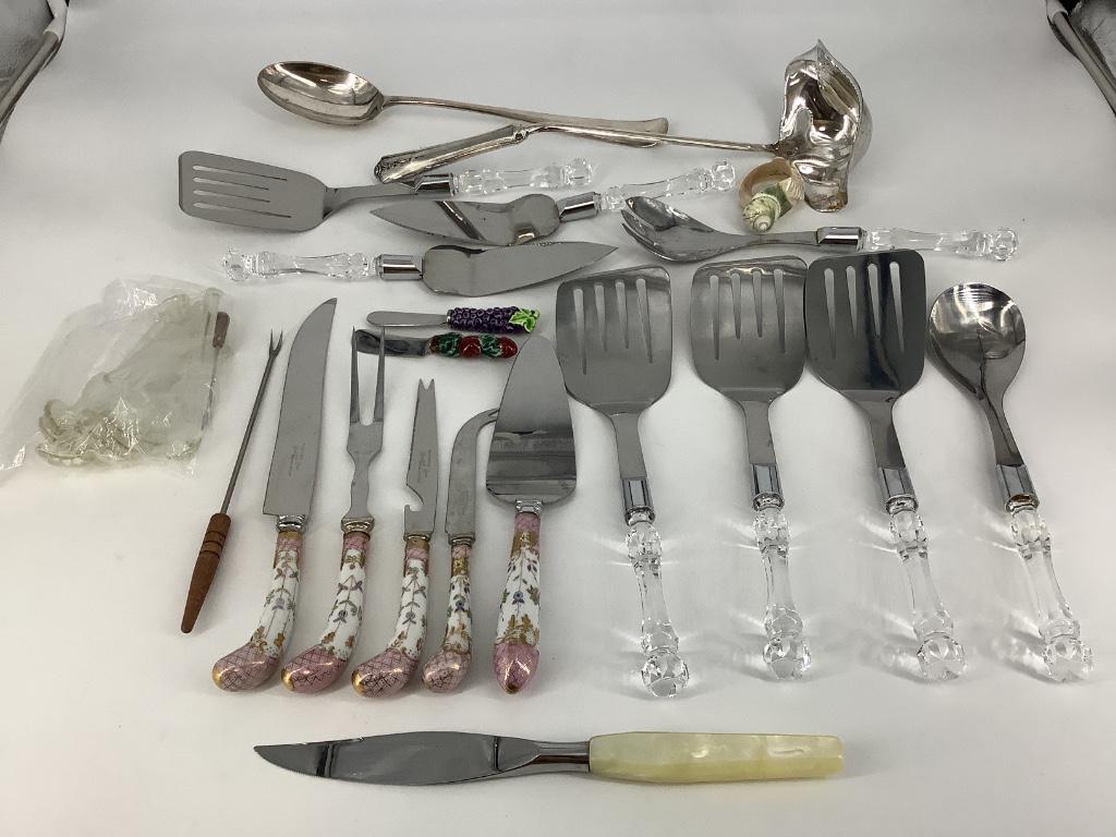 Box lot of silver plate flatware serving pieces (1 of 1)