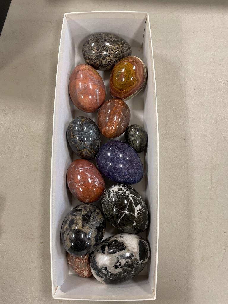 Decorative eggs including polished stone. largest is (1 of 1)