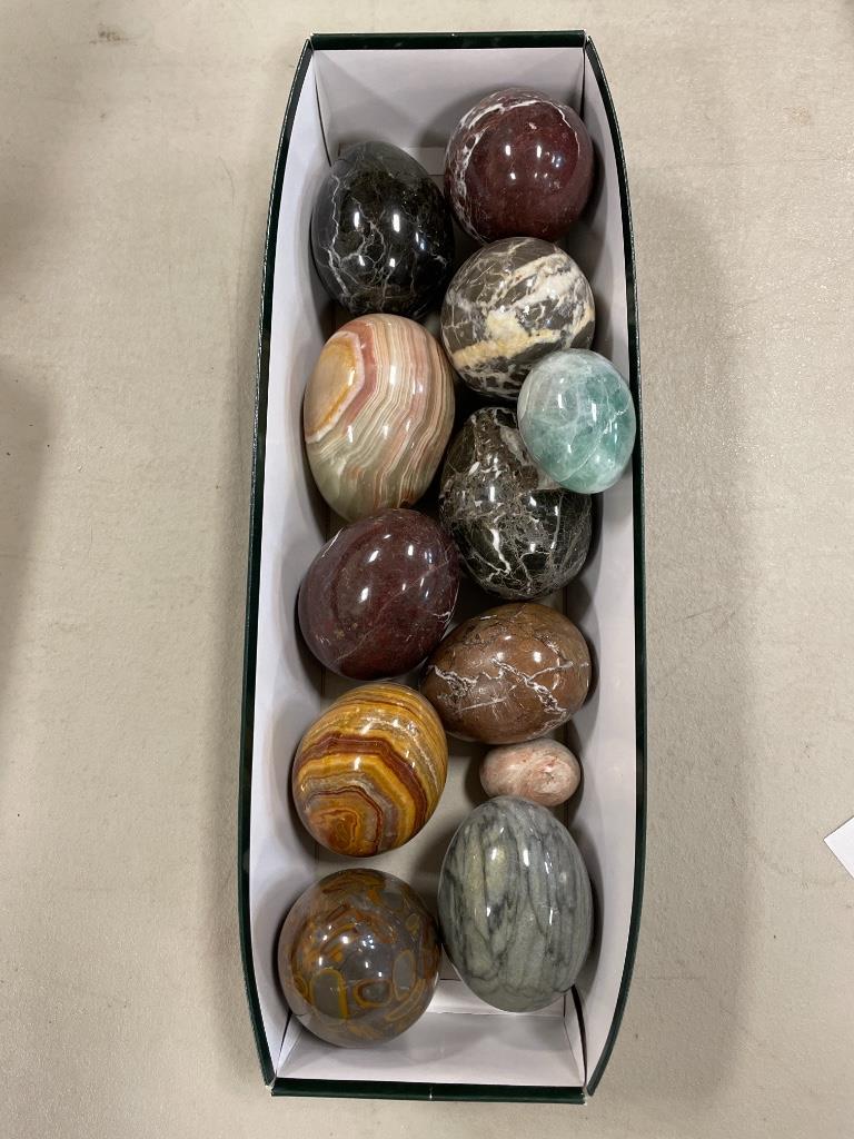 Decorative eggs including polished stone. largest is (1 of 1)