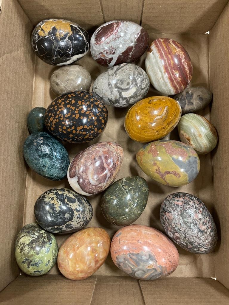 Decorative eggs including polished stone. largest is (1 of 1)