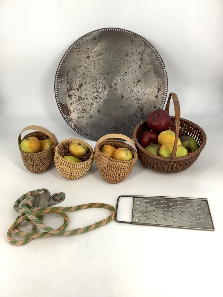 Box lot small baskets, and Regina music box 15.5â€ (1 of 1)