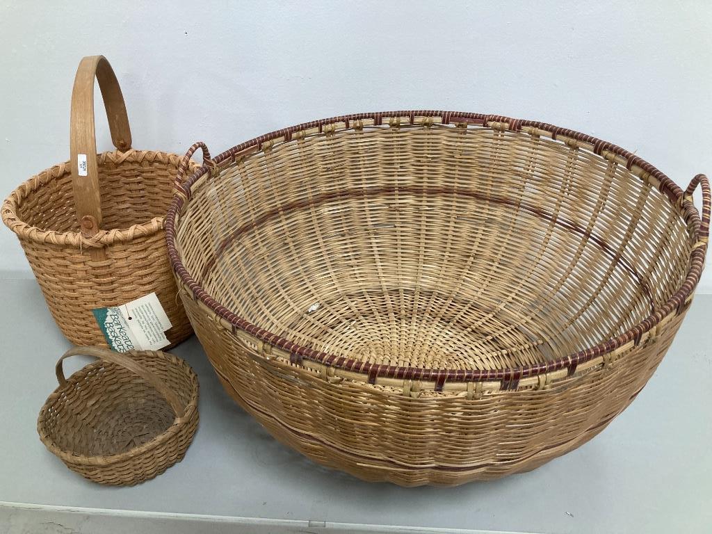 Lot of 3 baskets including large round. (1 of 1)