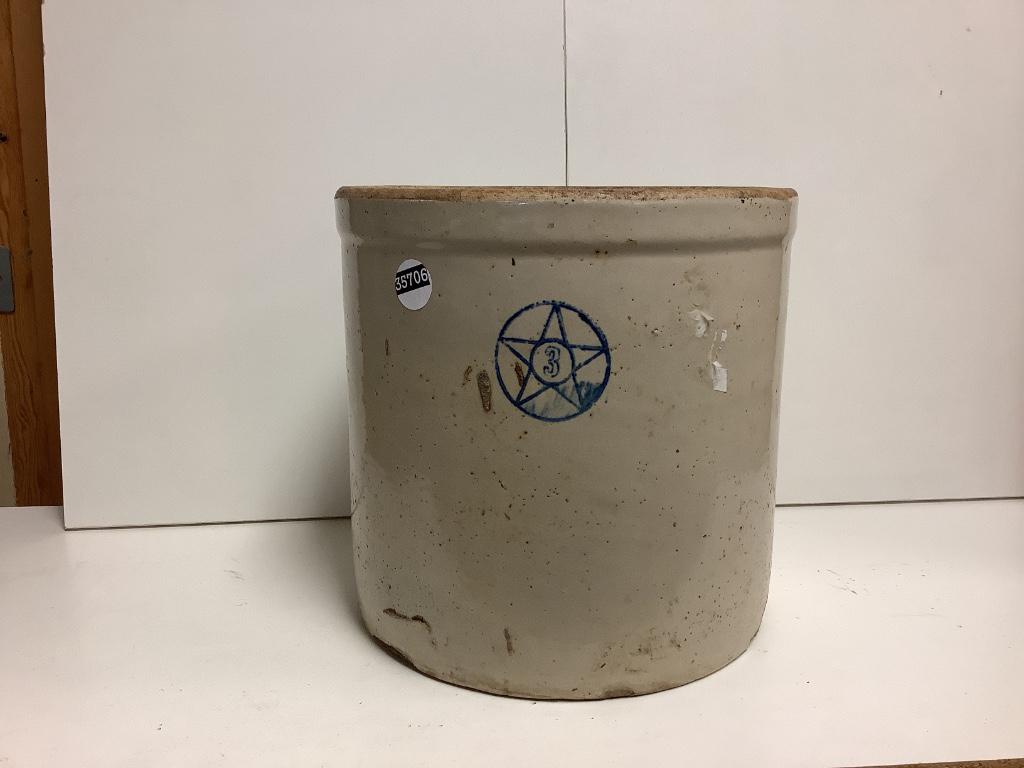 Primitive antique stoneware crock blue star 3 gallon 10 (1 of 1)