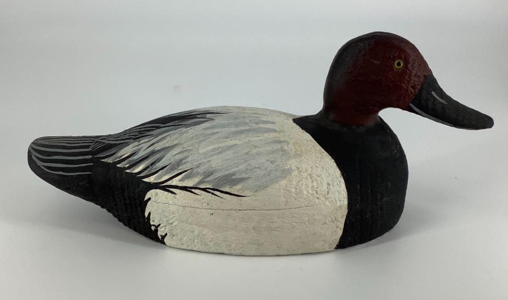 Carved duck decoy. Initials GJB stamped on bottom. 15 (1 of 2)