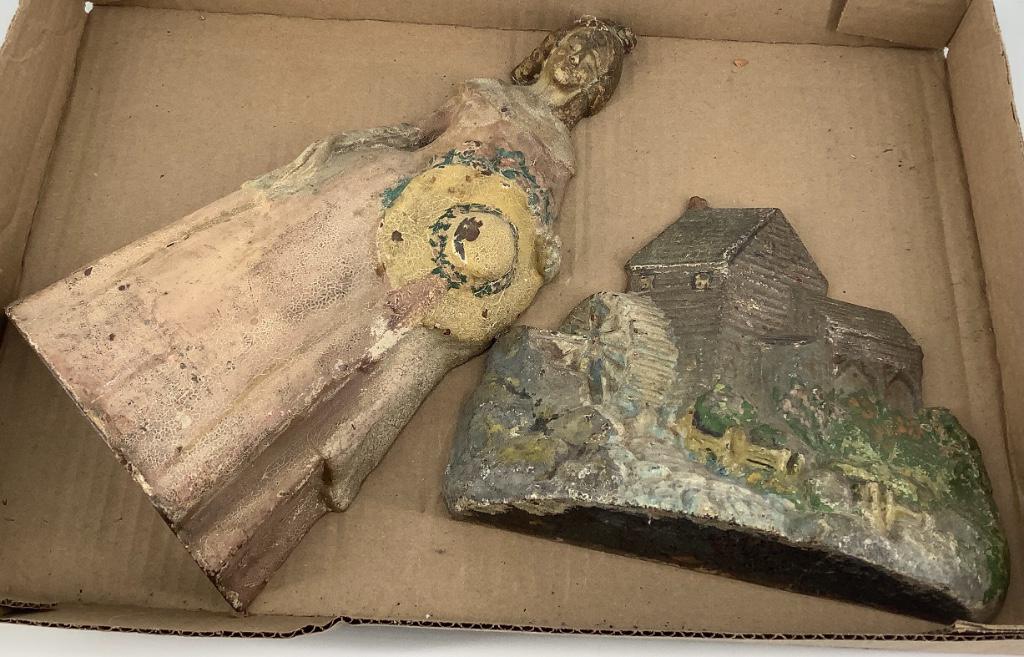 2 cast iron door stop. Mill and colonial lady (1 of 1)