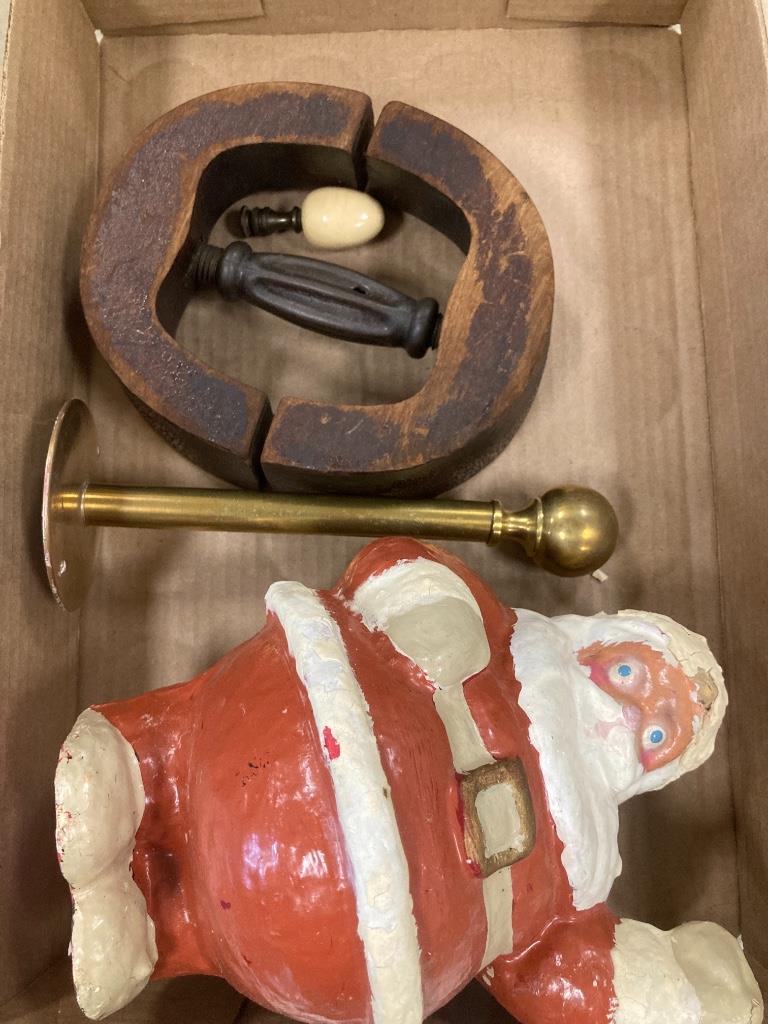 Box lot Paper Mâché Santa and half rock. (1 of 1)