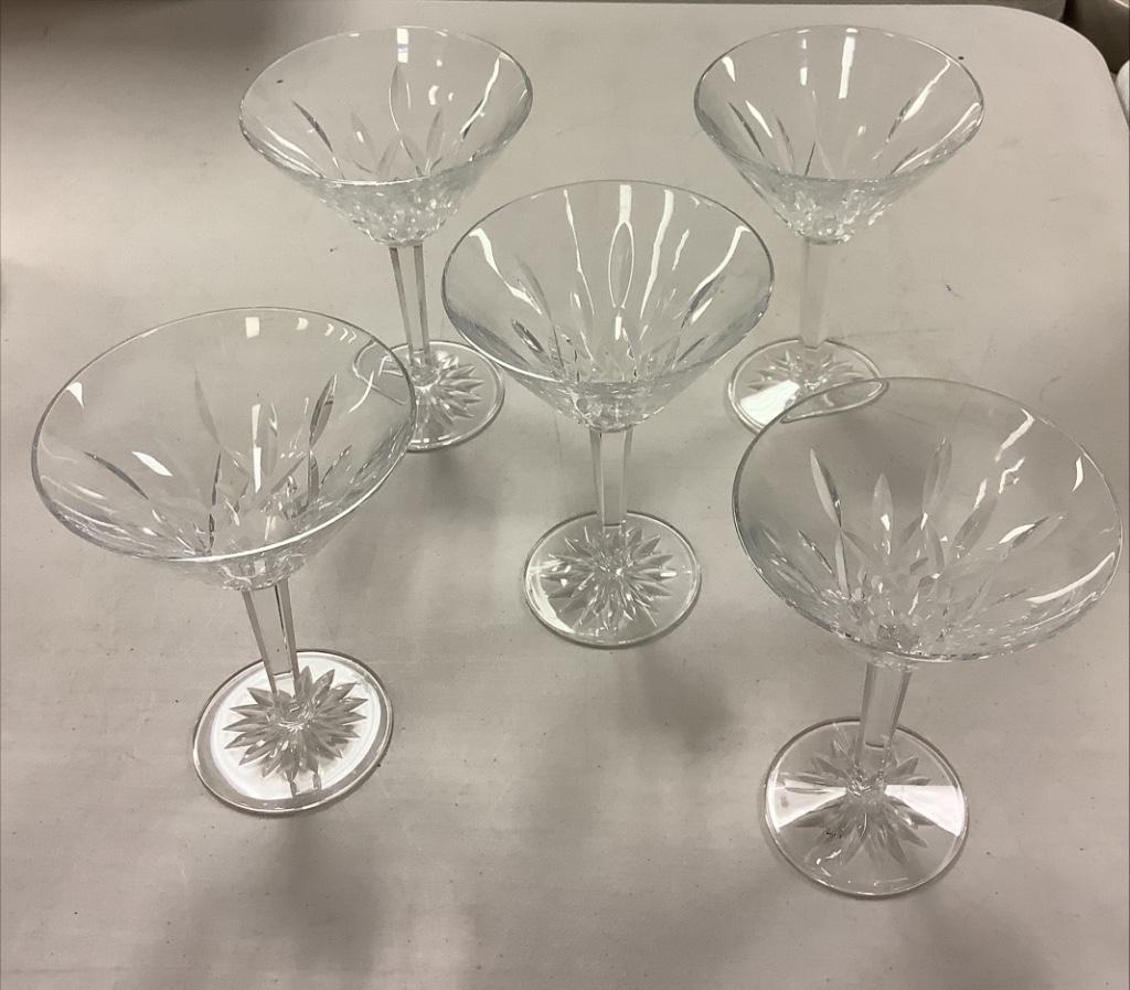 Box Lot of Waterford Crystal including (5) Martini: Box Lot of Waterford Crystal including (5) Martini Glasses.