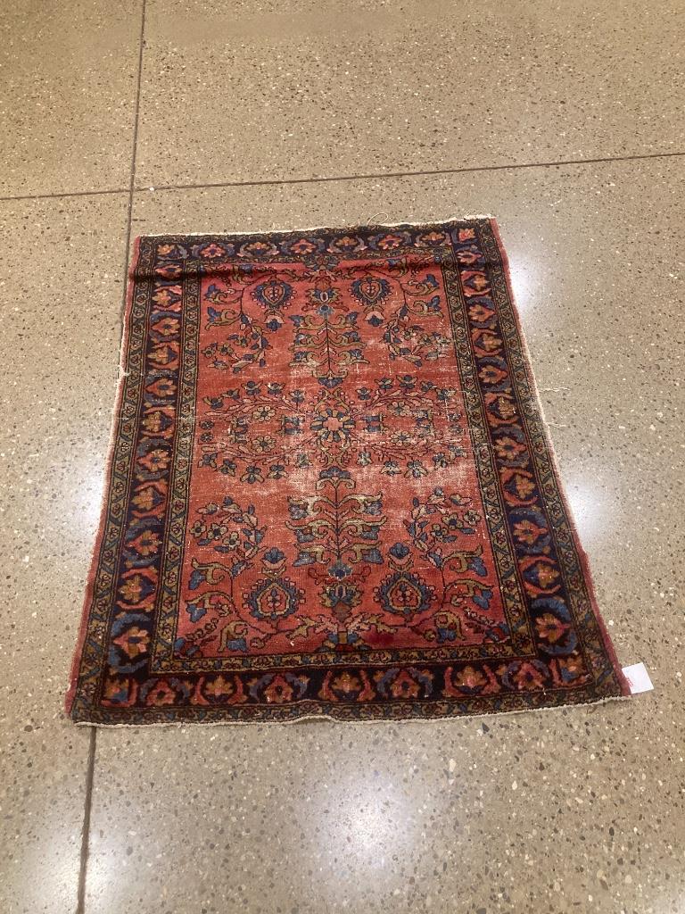 Oriental Rug, Antique Persian Sarouk, 3.7” x 4.9” (1 of 2)
