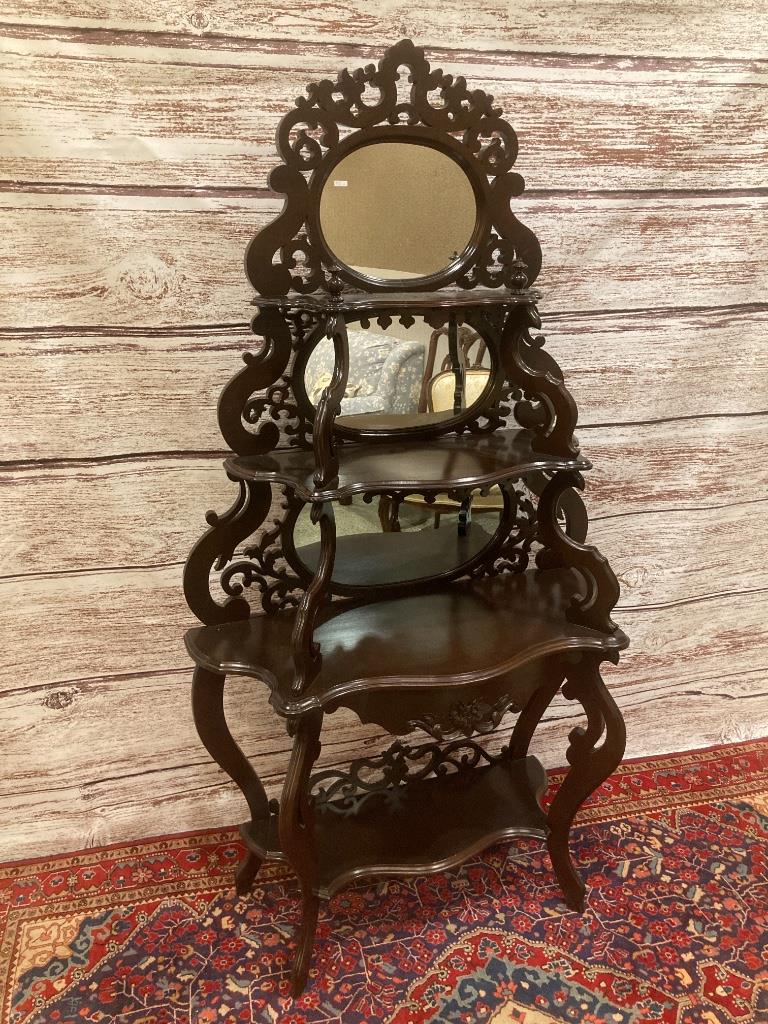 Victorian three tier stand with drawer 38” x 16” x 72” (1 of 2)