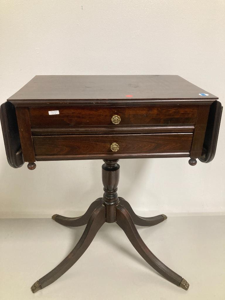 Mahogany Duncan Phyfe style lift lid silver chest, 14” (1 of 2)