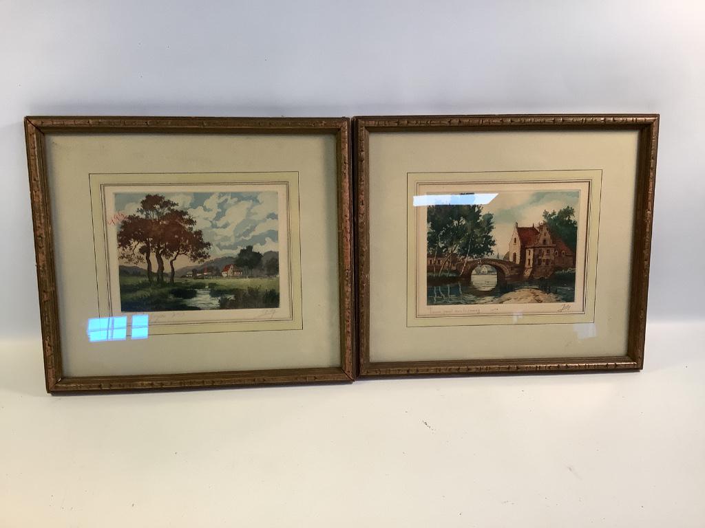 Two framed landscape prints, with unidentified pencil (1 of 6)