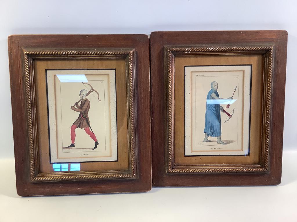 Two framed, hand painted prints of old French army (1 of 3)