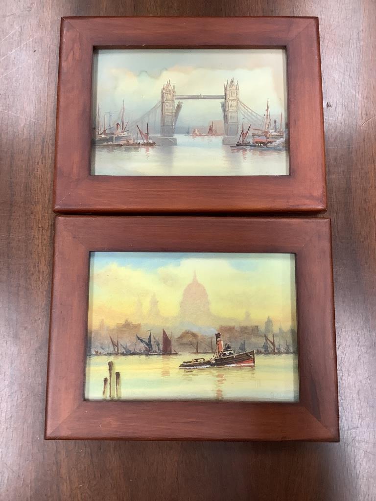 Two small watercolors in frames. Both faintly signed (1 of 2)