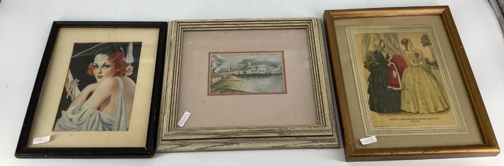 Lot of 5 framed artwork. Including pinup graduate. (1 of 3)