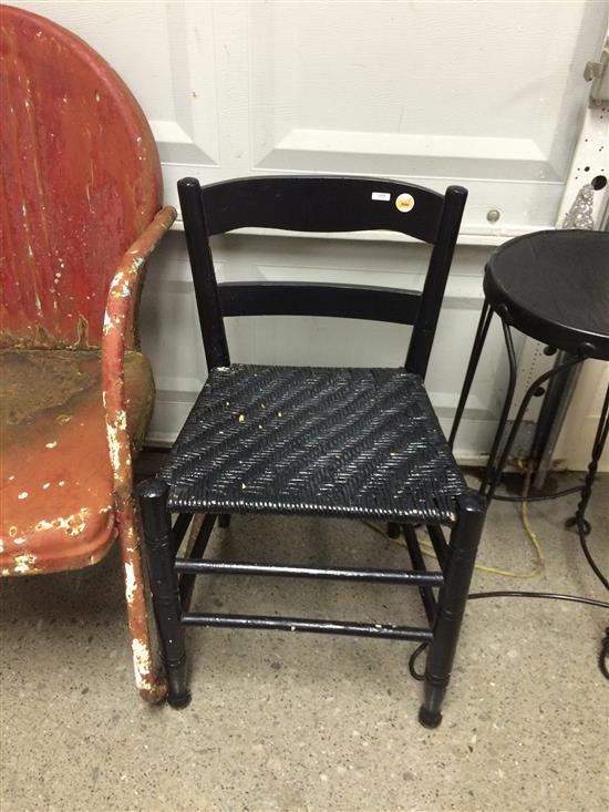 LOW BACK CHAIR WITH WOVEN SEAT, PAINTED BLACK (1 of 1)
