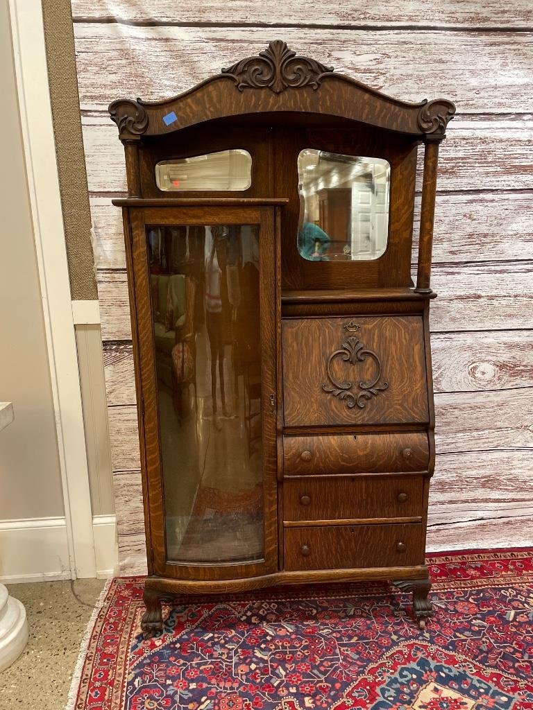 Quartersawn Oak side by side Secretary bookcase (1 of 1)