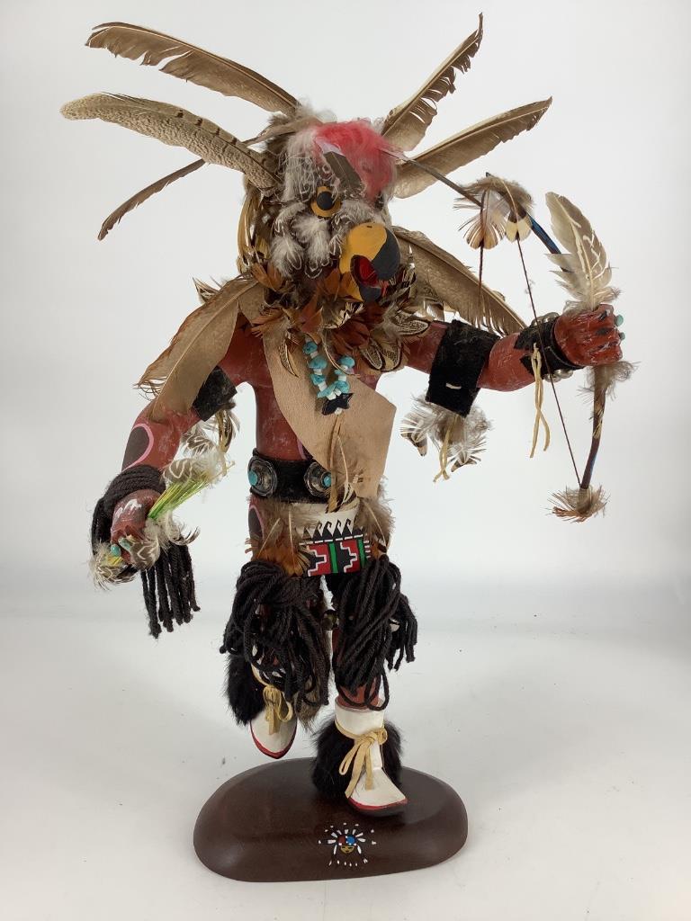 Hopi â€œOwlâ€ Kachina signed by Johnny Burgess, 20â€ (1 of 3)