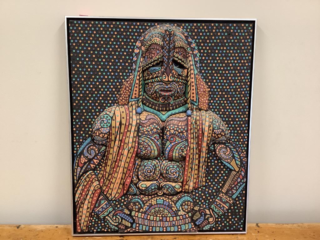 Donald â€œSamâ€ Sneeder dimensional figural artwork of: Donald â€œSam” Sneeder dimensional figural artwork of warrior. 25” x 30” overall.