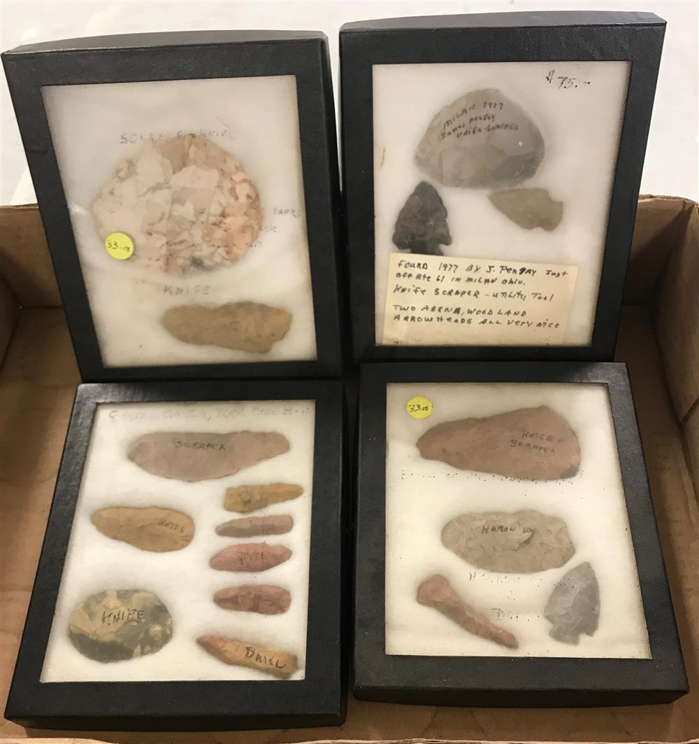 BOX LOT INCLUDING NATIVE AMERICAN TOOLS (KNIVES, (1 of 2)