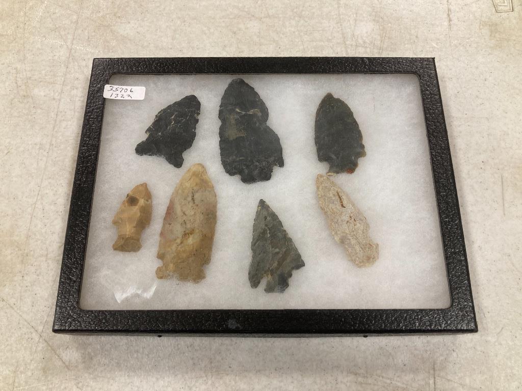 Frame of Native American flint points: Frame of Native American flint points
