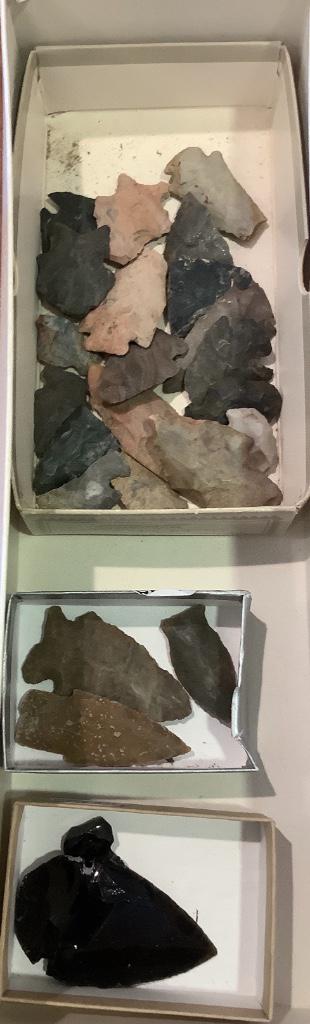 Box lot of Native American flint artifacts (1 of 1)