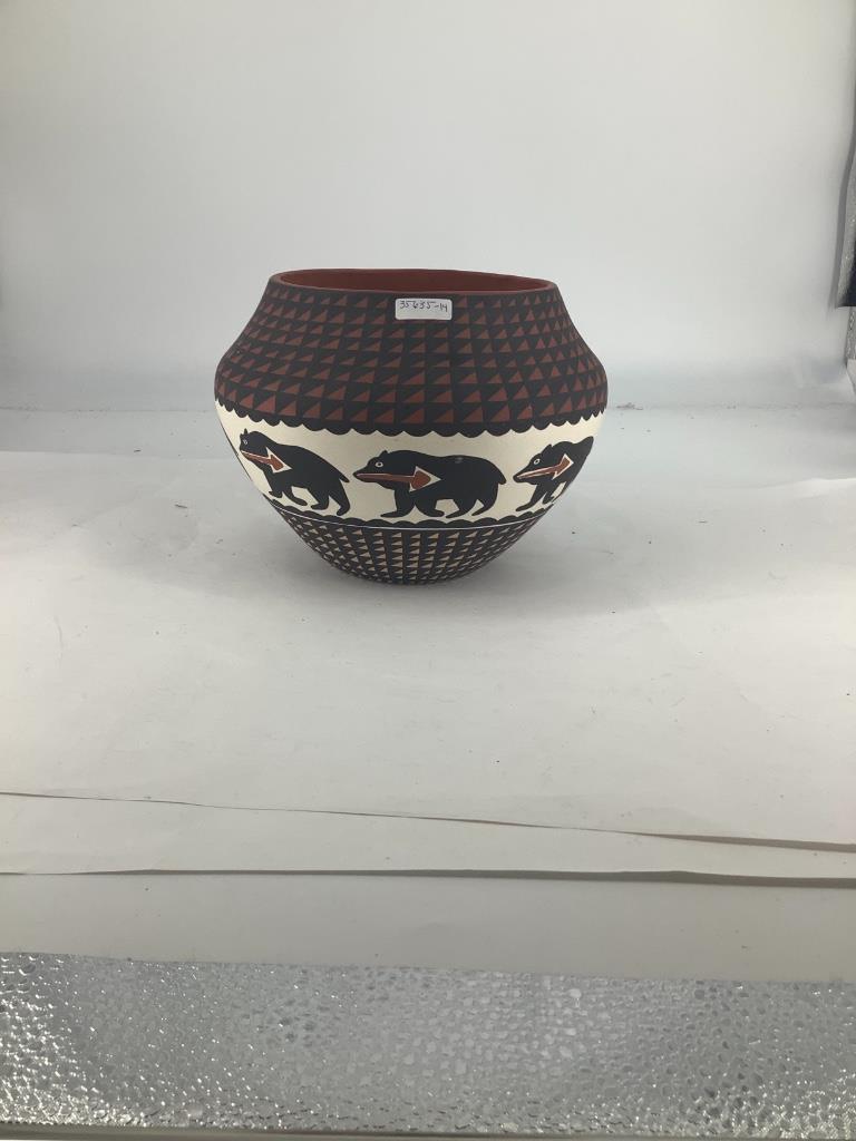 Acoma pottery bowl signed M. Cantonio. 8in diameter (1 of 1)