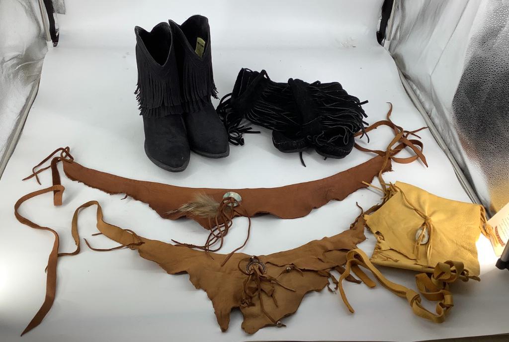 Box lot containing southwestern leather items, (1 of 1)