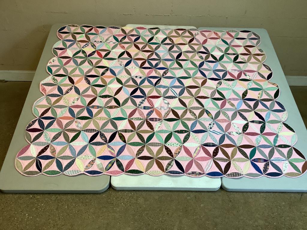 Orange peel quilt. 66" x 82". Stain. (1 of 3)