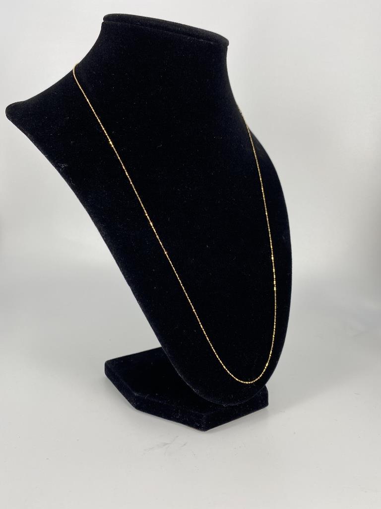 18kt Yellow Gold Chain: 18kt Yellow Gold Chain 22” ball chain necklace with oblong and spherical links, Italian made by Milor, stamped & tested (1.62 grams tw)